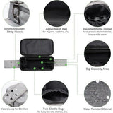 Pram Organiser with Insulated Drink Holder, Shoulder Strap, Large Capacity, Universal Baby Pram Bag, Grey with Dots