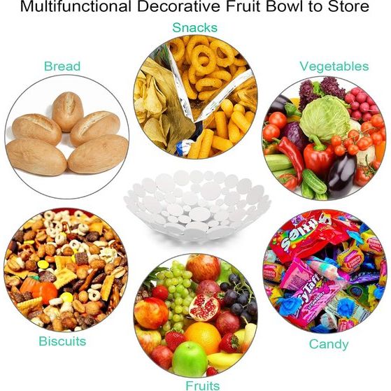 Ronde witte fruitschaal van ijzer moderne fruitmand broodmand decoratieve schaal opslag voor brood fruit groenten in keuken woonkamer eettafel diameter 30 cm