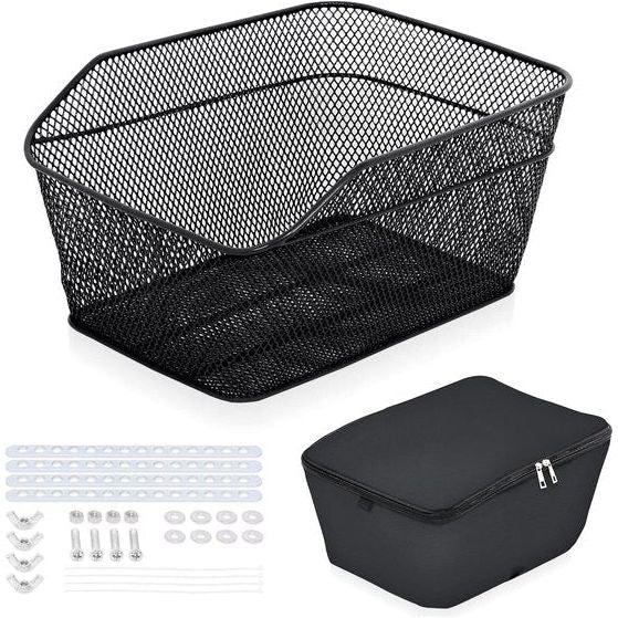 Fietsmand, schooltassenmand, universele fietsmand achter, 20 liter, grote capaciteit, bagagedrager, waterdichte fietsmand, metaal