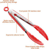 Keukentang roestvrij staal, 22,4 cm, barbecue-tang, keukentang van siliconen, levensmiddelenkwaliteit, met slot en antislip handgreep, keukengerei-accessoires voor pasta, vlees, gehaktballen