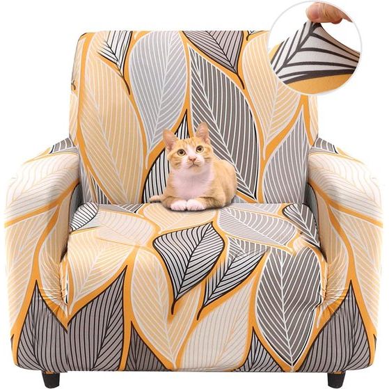 Bankhoes 1-zits - Stoel Sofa Cover - Elastic Stretch Spandex Hoes - Antislip Wasbare Protector en Cover met armleuningen - Grijsblauw