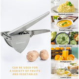 Aardappelstamper van roestvrij staal. Aardappelstamper voor babyvoeding, groente en fruit. Verdikt staal. Aardappelpers roestvrij staal. Aardappelpuree. Aardappelstamper roestvrij staal. Aardappelstamper. Aardappelpers.