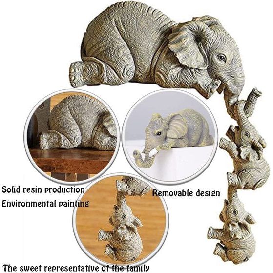 Mohito Olifant Standbeeld Figuur 3 Stuks Olifant Sculptuur Decoratie Set Hars Ambachtelijke Ornamenten voor Home Office Craft Decoratie Home Decor