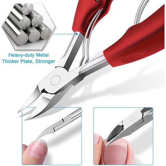 Teennagelknipper voor dikke nagels, Azymi teennagelschaarset met vijl voor de behandeling van ingegroeide teennagels Heavy Duty Professional