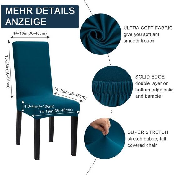 Chair Covers, Pack of 4, Stretch Removable Washable Chair Cover, Stretch Chair Cover with Elastic Band, for Hotels, Banquets, Restaurants, the Home, Parties, Weddings (Blue, Pack of 4)