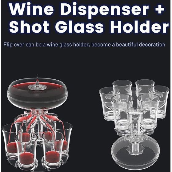 Nieuwe dispenser en standaard met 6 shotglaasjes voor het vullen van vloeistoffen, 6 shotdispensers, wijndispenser, drankgereedschap (nieuw wit)