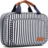 Toilettas om op te hangen, grote toilettas voor dames met 4 vakken en 1 hangende haak, wastas voor vrouwen, waszak, blauw, blauw