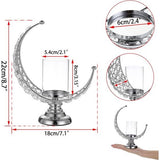 Maanvorm Kristal Theelichtje van glas Metaal Kaarshouder Kaarshouder Kaarshouder voor thuiskantoor Bruiloft Kerstdiner Tafeldecoratie voor stompkaars Zilver