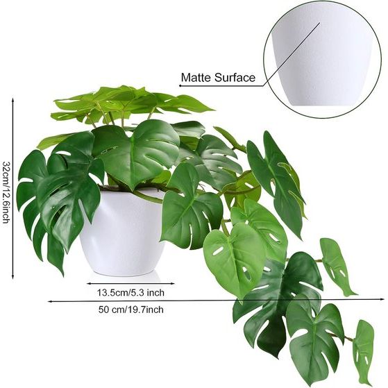 45 cm kunstmatige tropische Monstera decoratieve planten, zeer realistisch plastic kunstplant, modern voor thuis, kantoor, badkamer, keuken en indoor decoratie