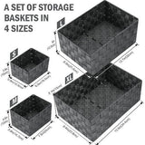 Opbergmand 34,4 cm, set van 6 stapelbare multifunctionele opbergmanden, opbergmanden voor het opbergen en organiseren van badkamer/keuken/kamer/handdoeken (grijs)