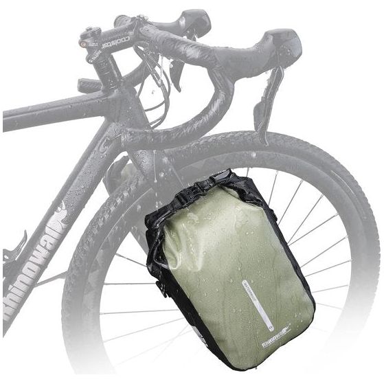 Fietstas, bagagedragertas, waterdicht, fietstas voor bagagedrager, zadeltas 6 l, schoudertas, laptopbagagedrager, professionele fietsaccessoires, groen