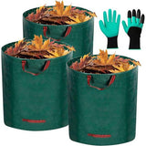 Tuinzak, tuinafvalzak, 3 stuks, 272 liter, zelfdragende tuinzak, afvalzak, opvouwbaar met 4 extra sterke handgrepen, incl. 1 paar tuinhandschoenen