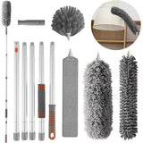 Telescopische wasbare plumeau, microvezelstofdoek met aluminium telescoopsteel 230 cm, microvezelstofdoek hoekbezem voor het reinigen van plafonds, spinnenwebben, kroonluchters, gaten