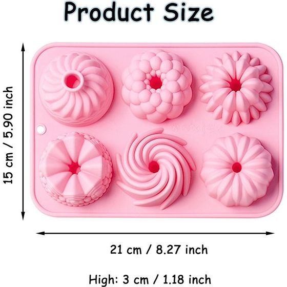 Taartvormen kleine 2 stuks mini tulbandvormen siliconen tulband cakevorm donut siliconen vorm Savarin chocoladevorm donut bakvorm voor brownies cake mousse cupcakes puddings muffins 21x15x3cm