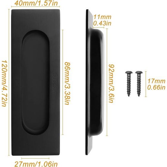 Schuifdeurgreep, zwarte schuifdeurgreep, handgrepen 120 mm lengte, gegalvaniseerde handgrepen, voor keukenkastgrepen, 2 stuks