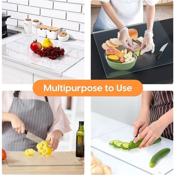 Acryl snijplank, doorzichtige snijplank voor toonbank, 43 x 33 cm, acryl snijplanken met aanslagrand, voor het aanrecht, cadeau, keukengerei, keukengadgets