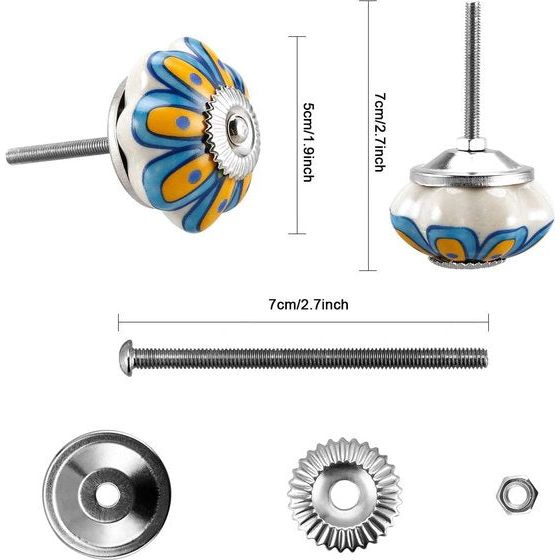 Keramische knoppen gemengde ontwerpen van 20 vintage dozen en interieurmeubilair vertrouwend handgemaakt ladegrepen keukendeur kledingkastbeslag ladekast blauw keramiek bloemladen (bloem)