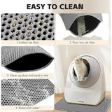 Mat 60 x 40 cm, kattenbakmat, waterdichte dubbele laag, kattenmat, kattenbakonderlegger, honingraat, mat kattenbak voor kattenbakvanger, kattenbakmat grijs, kattenbakmat