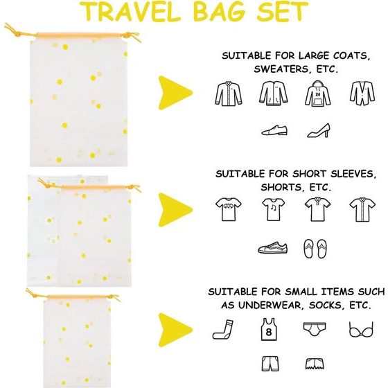 15 stuks Ruimtebesparende reistassen Waterdichte kledingorganizer Draagbare tas met trekkoord Transparante scrubzak Rits Witte bloementas Gebruikt voor kleding Cosmetica