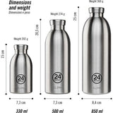 24Bottles Clima fles - 330ml/500ml/850ml thermosfles met 100% afgesloten deksel (12 uur warme dranken 24 uur koud), ecologische roestvrijstalen flessen