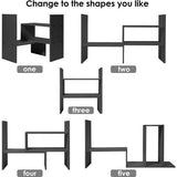 Boekenkast klein bureau-organizer, boekenkast, boekenkast van hout, verstelbaar boekenkast, uittrekbaar staand rek voor kantoorbenodigdheden, wooncultuur en keuken, zwart