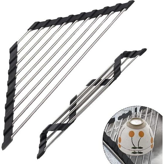 gootsteenorganizer voor servies is gemaakt van hoogwaardig 201 roestvrij staal, dat sterk belastbaar, niet gemakkelijk te vervormen of te breken, duurzaam en roestvrij