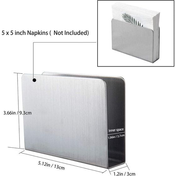 Servethouder, servethouder, moderne papieren handdoekhouder, rechthoekige roestvrijstalen servetstandaard voor werkblad, keuken, eettafel (zilver)