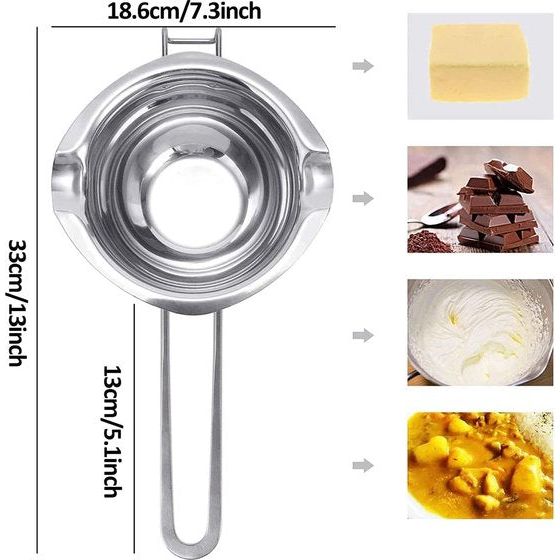 Kaarsen smeltpot 1000 ml - chocolade smeltkroes roestvrij staal 304, waterbad smeltschaal, voor chocolade, suiker, boter, kaas, karamel kaarsen