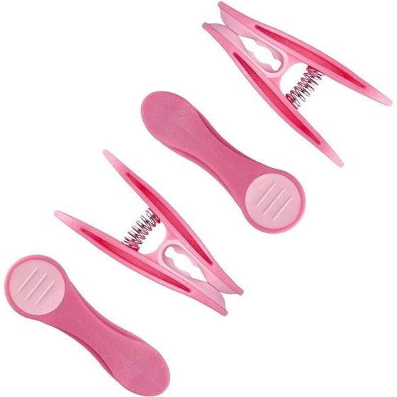 60 wasknijpers in glitterdesign voor delicate was met softgrip, nieuwste klemtechniek met drukveren, duurzaam en duurzaam, lila licht met glitterdeeltjes.