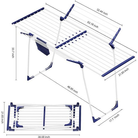 Kledingdroger, opvouwbare kledingdroger voor binnen, 10 stuks haringen met tas, opvouwbare ruimtebesparende kledingdroger voor kleding, handdoeken, poppen