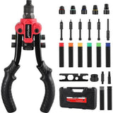 3-in-1 klinkmoertang Multifunctionele klinknageltangset met 6 opspandoorns en 5 klinknagelkoppen, 2 frictiebomen en 1 multifunctionele sleutel, draagbare klinkgereedschapset