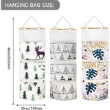 Wall Hanging Bags 3 Pieces Wall Hanging Storage Bag with 5 Pockets, Organiser for Children's Room, Waterproof Hanging Storage, Linen Coloured Hanging Bag Organiser, Suitable for Bathroom