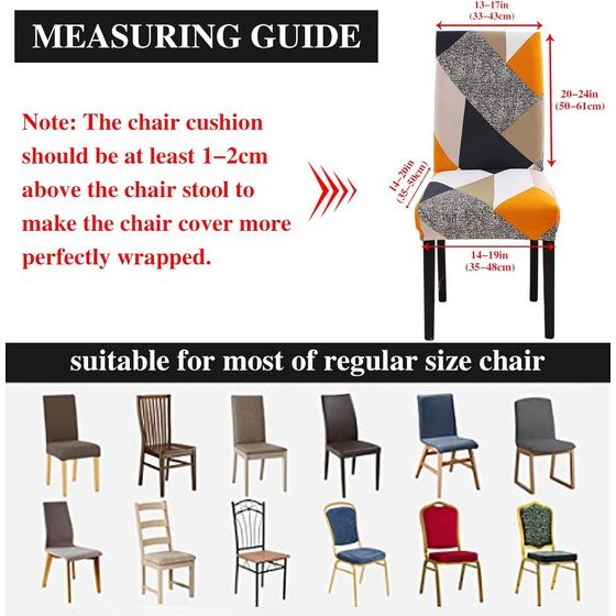 Stoelhoezen, 4 stuks, universeel, Stretch Stoelhoezen, Set van 4, moderne, elastische, duurzame stoelhoezen Voor Eetkamer, Banket, Decoratie (Oranje geometrie, 4 stuks)