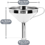 2-Piece Funnel Set Made of 304 Stainless Steel - Filling Funnel with Strainer for Preserving Jars - Jam Funnel with Filling Nozzle (02 Pieces - Stainless Steel Mix)