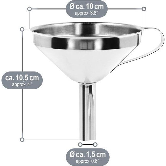 2-Piece Funnel Set Made of 304 Stainless Steel - Filling Funnel with Strainer for Preserving Jars - Jam Funnel with Filling Nozzle (02 Pieces - Stainless Steel Mix)