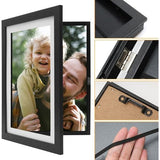 Kinderfotolijst A4, wandmontage, max. 150 vel, kinderkunstwerk, tekening, opbergruimte, zwart