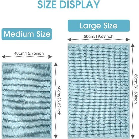 Badmat, antislip, met chenille-microvezel, absorberend, zacht, machinewasbaar, voor douche, toilet, 40x60cm