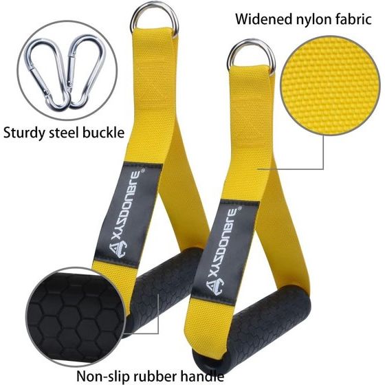 Set van 2 handgrepen voor weerstandsbanden, kabeltrekhandvat met enkele handgreep, siliconen handgrepen met karabijnhaak, ideaal voor training, kabeltrek of krachttoren fitnessbanden expanderbanden