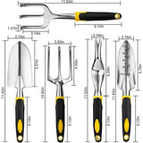 5-delige tuingereedschapset met heavy-duty gegoten aluminium koppen en ergonomische handgrepen, tuingereedschap voor tuinieren, dames en heren