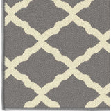 Glamour Collectie Vloerkleed met rubberen achterkant en elegant rasterontwerp, 100 x 150 cm, grijs.