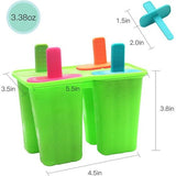 IJsvormen van siliconen, set van 4 ijsvormen, BPA-vrij, FDA-gecertificeerd, levensmiddelenkwaliteit, siliconen ijslolly mold met sticks en druppelbescherming