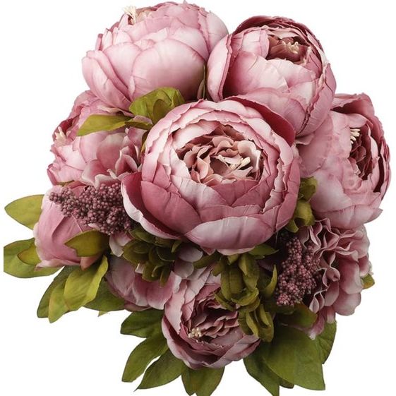 Pack van kunstmatige pioenroos boeket, 19 inch zijde grote pioenrozen bloemen met knoppen voor bruiloft thuiskantoor hotel decoratie, doe-het-zelf bloemstukken (Cameo Brown)