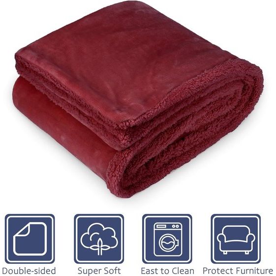 Fleece huisdierdeken pluizig wasbaar Sherpa pluche knuffeldeken hondenbed voor honden puppy's katten, 152 x 127 cm