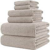 Handdoekenset - Sneldrogend en pluisvrij microvezel - Wafeltextuur - Zeer Groot - Beige - 152 x 76,2 cm - 6 Stuks