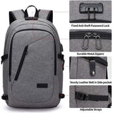 Laptoprugzak voor heren, 17 inch laptop, anti-diefstal, schoolrugzak, zakelijk, notebook, rugzak, waterdicht, met USB, cadeau voor mannen, werk, reizen, scholieren, jongens, tieners, grijs