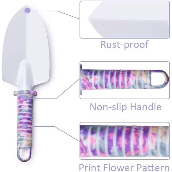 6-delige tuingereedschapset Tuingereedschap cadeauset Antisliphandvat met antiroestschep, tuinman, snoeischaar, watersproeier en koffer