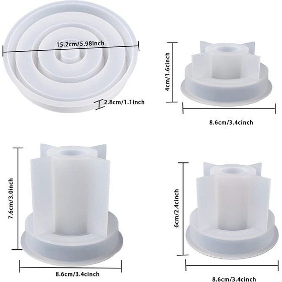 4 stks Ronde Kandelaars, siliconen schimmel, herbruikbare, hoge kwaliteit, gietvorm, Kandelaars, gietvormen, Siliconen Voor DIY Kandelaars, Kunst, huisdecoratie