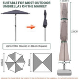 Parasol beschermhoes met staaf, afdekhoezen voor Ø 350cm / 200x300cm tuinscherm met ventilatieopeningen, afdekking voor marktparasol/balkonscherm, 100% polyester, waterdicht, kaki