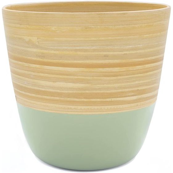 Stijlvolle handgemaakte bamboe bloempot, plantenpot, plantenbak, bloempotten, moderne plantenbakken voor kamerplanten, plantenpot, bloempot, medium 17 cm D x 16 cm H (Sage Green)