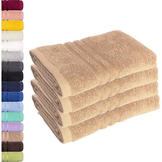 Set van 4 handdoeken 50x100cm, badstofserie Elena, cappuccino